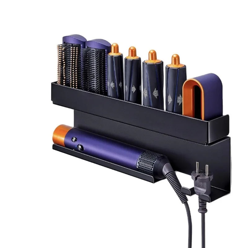 Iron No Drill Hair Tool Organizer Wall Mounted Storage Rack for Curling Iron Blow Dryer Multi Function Holder
