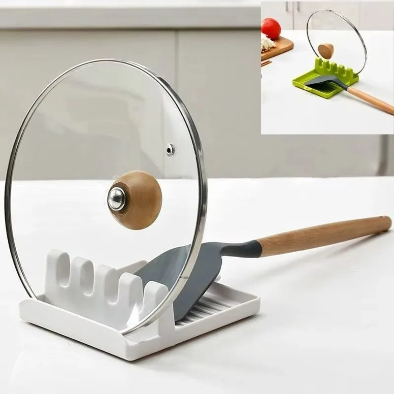 Multifunctional Kitchen Worktop Organiser: Spatula and Lid Holder, Ladle Rest and Chopstick Holder, Cabinet Shelf – 1-Piece Set