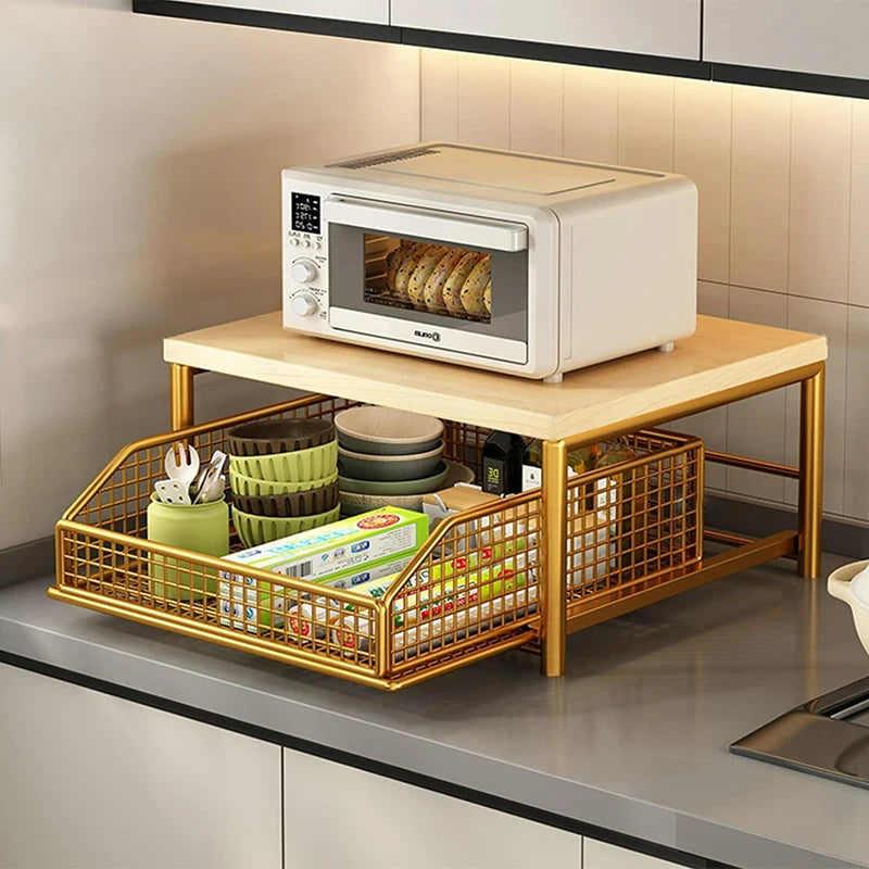 2026 New Multi-Use Kitchen Countertop Organizer - Spacious Shelf for Microwave, Spice Jars, Coffee Machine and Printer