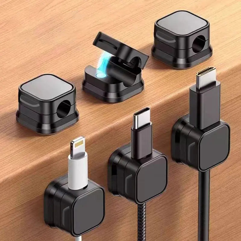 3/6pcs Office Desktop Magnetic Cable Organizer, Mobile Data Cable Storage Fixture, Wall Plug, Wiring Hook
