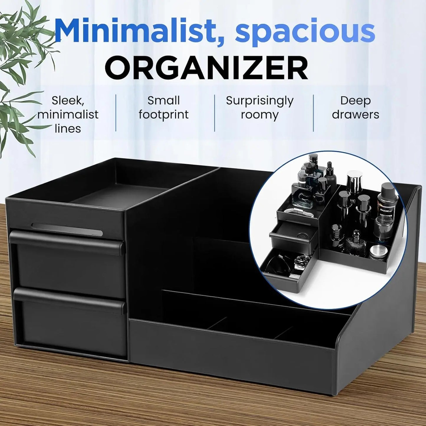 Cosmetics Storage Box for Men Mens Perfume Cologne Countertop Organizer Essentials Gifts Valentines Day Gifts Bedroom Storage