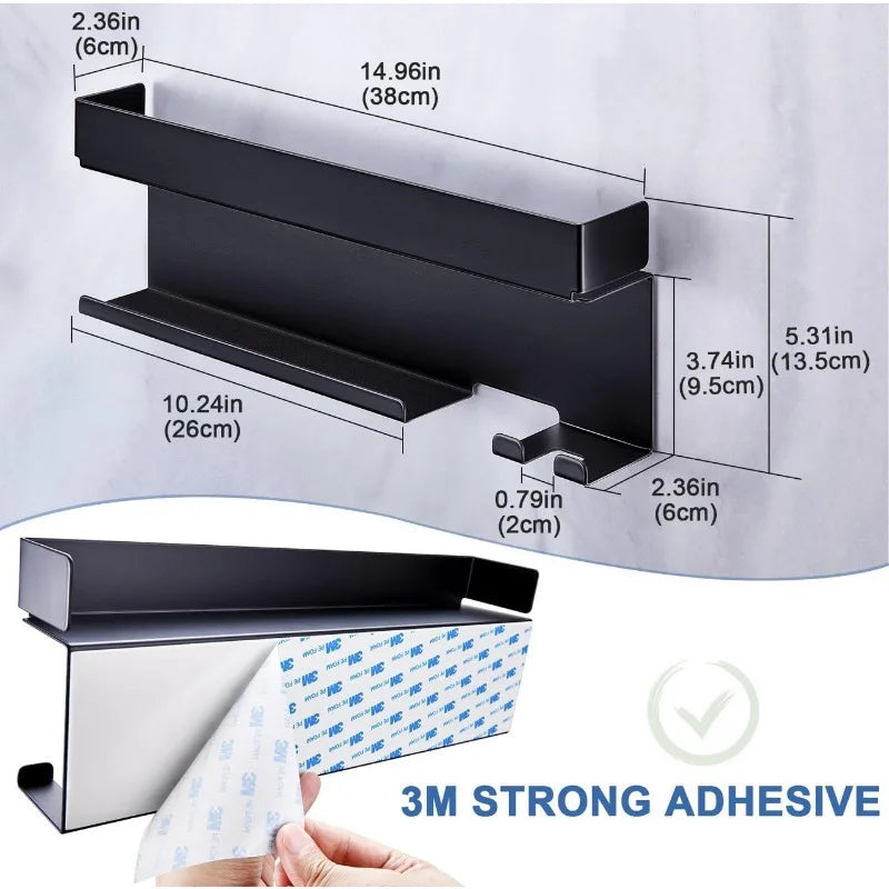 Iron No Drill Hair Tool Organizer Wall Mounted Storage Rack for Curling Iron Blow Dryer Multi Function Holder