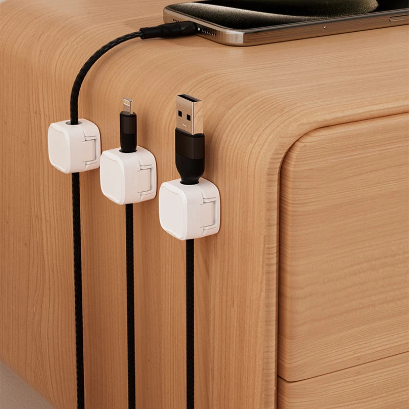 3/6pcs Office Desktop Magnetic Cable Organizer, Mobile Data Cable Storage Fixture, Wall Plug, Wiring Hook