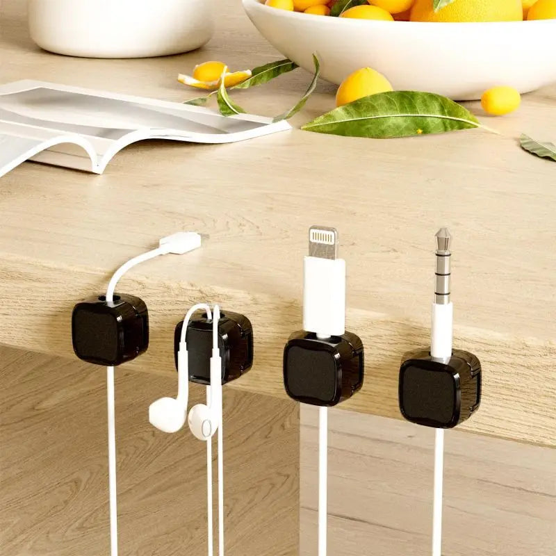 3/6pcs Office Desktop Magnetic Cable Organizer, Mobile Data Cable Storage Fixture, Wall Plug, Wiring Hook