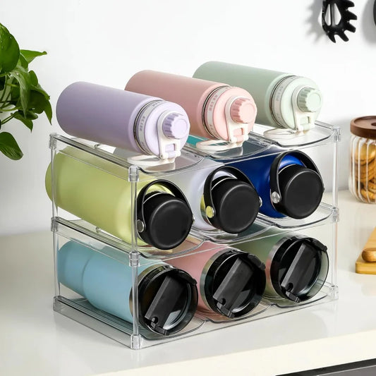 Stackable Large Capacity Water Bottle Storage Rack AdaptationStanleyLarge Diameter Insulated Cup Kitchen Living Room Cabinet Tra