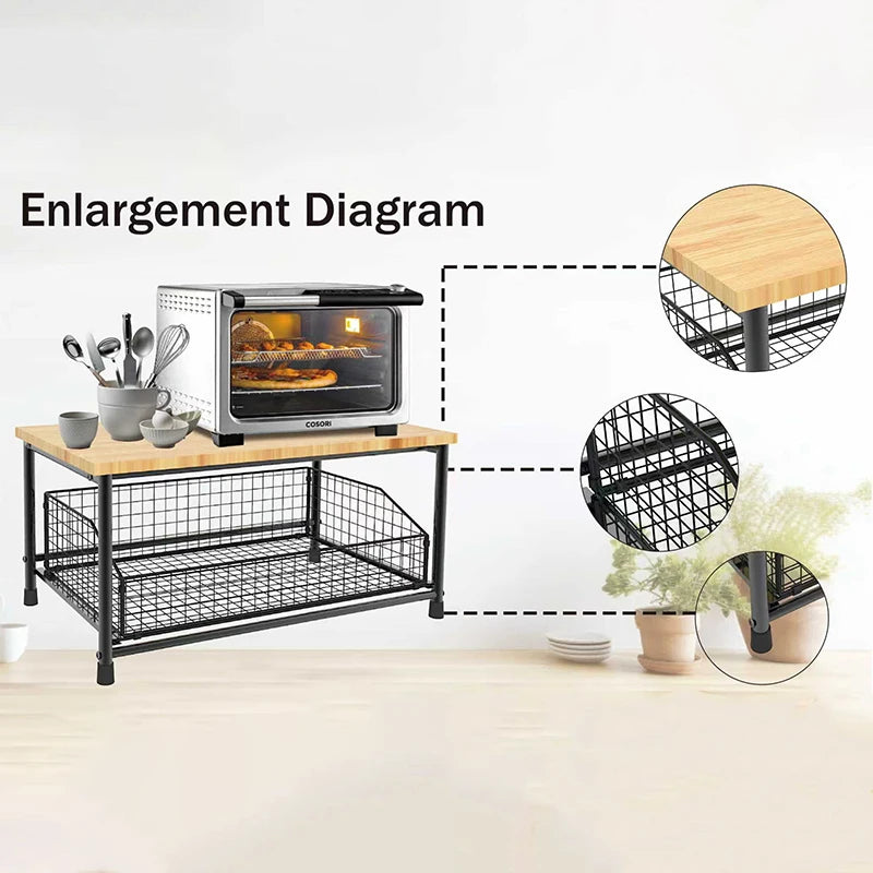 2026 New Multi-Use Kitchen Countertop Organizer - Spacious Shelf for Microwave, Spice Jars, Coffee Machine and Printer