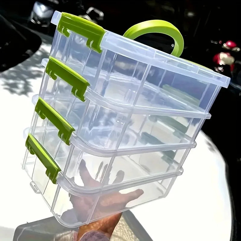 Extra Large 4-Tier Stackable Storage Box with Lid Clear Plastic Organizer Toy Building Block Storage Box