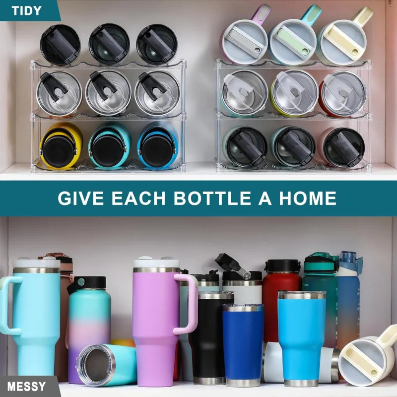 Stackable Large Capacity Water Bottle Storage Rack AdaptationStanleyLarge Diameter Insulated Cup Kitchen Living Room Cabinet Tra