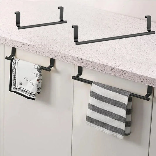 Towel Rod Steel Metal Wire Over Cabinet Towel Rack Storage Organizer Bathroom Door Hanging Towel Rack Punch-free Rag Hanger