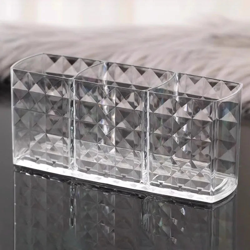 Transparent Acrylic Cosmetic Organizer - 3-Tier Makeup Brush & Lipstick Storage Box with No Lid  for Bathroom & Makeup Desk