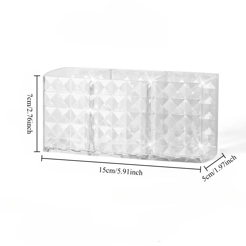 Transparent Acrylic Cosmetic Organizer - 3-Tier Makeup Brush & Lipstick Storage Box with No Lid  for Bathroom & Makeup Desk