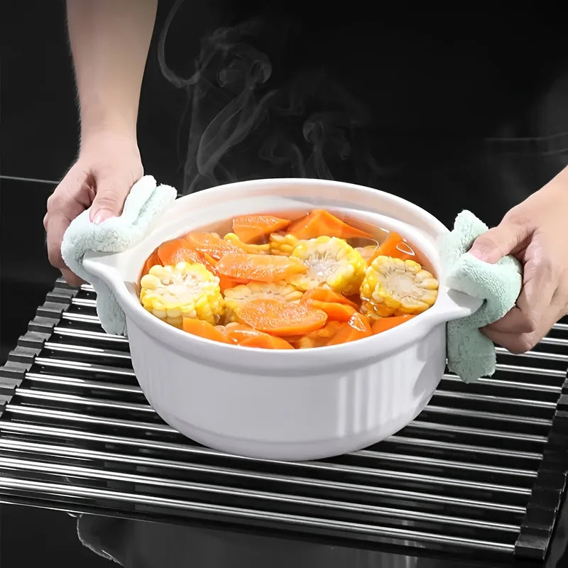 1pc Foldable Dish Drainer,Roll Up Dish Drying Rack ,Kitchen Sink Holder Organizer,Tableware Plate Storage Shelf