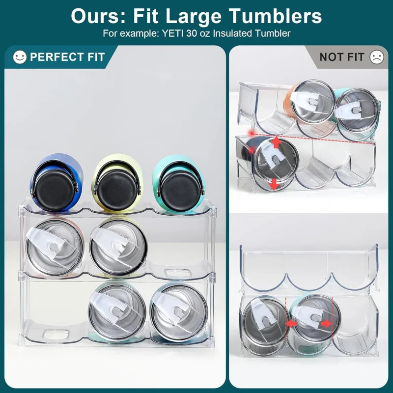 Stackable Large Capacity Water Bottle Storage Rack AdaptationStanleyLarge Diameter Insulated Cup Kitchen Living Room Cabinet Tra